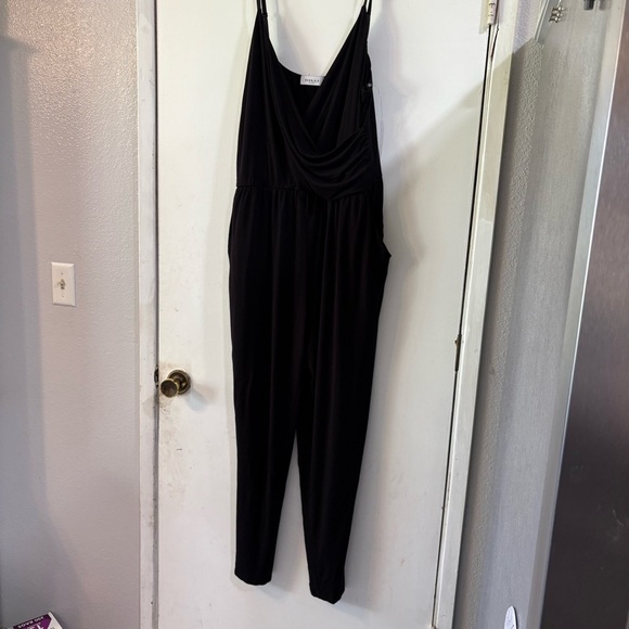 Gilli Black Jumpsuit Plus Size 2X Soft Stretch Spaghetti Strap Classic - Picture 3 of 9